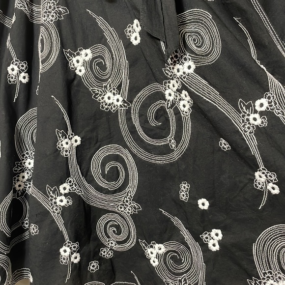 Max Studio Black White Embroidered Wrap Drawstring Waist Cotton Skirt Size S - Picture 4 of 15